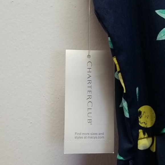 Charter Club Navy with yellow Lemons A-line Dress - Picture 5 of 7